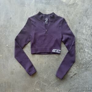 Echt Arise Pullover Womens Large Long Sleeve Crop Quarter Zip Thumbholes Gym